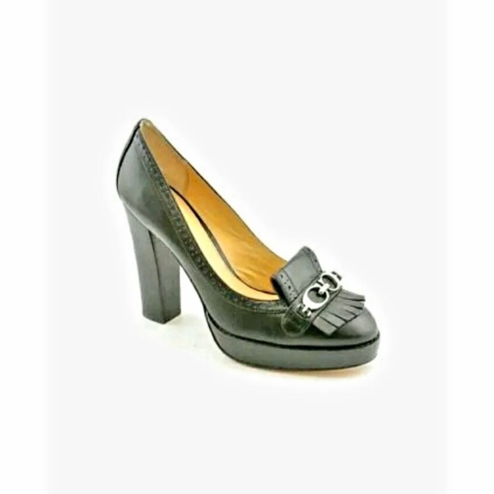 Black Leather Coach Heels Pumps, NWOT, very sought after!